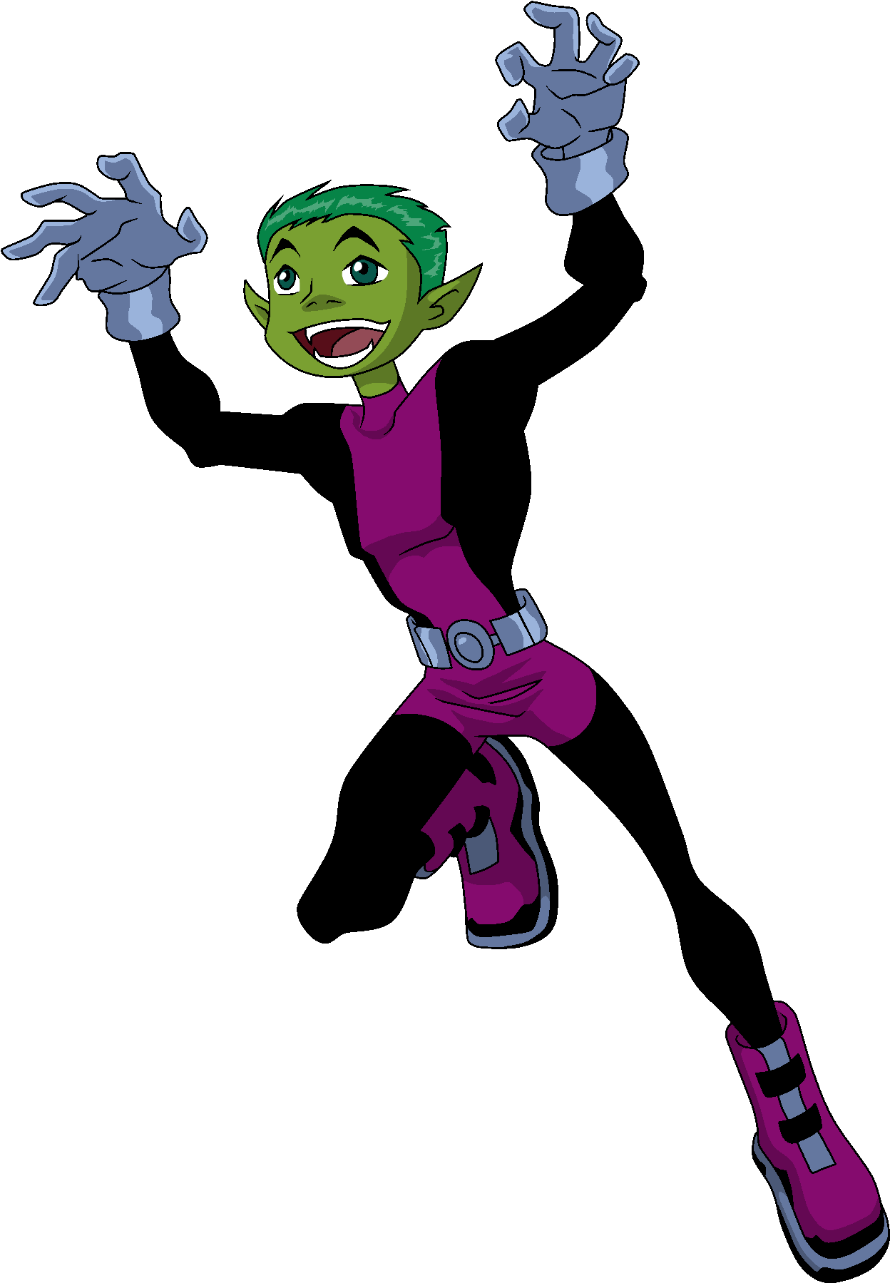 Animated Green Elf Character Joyful Pose PNG