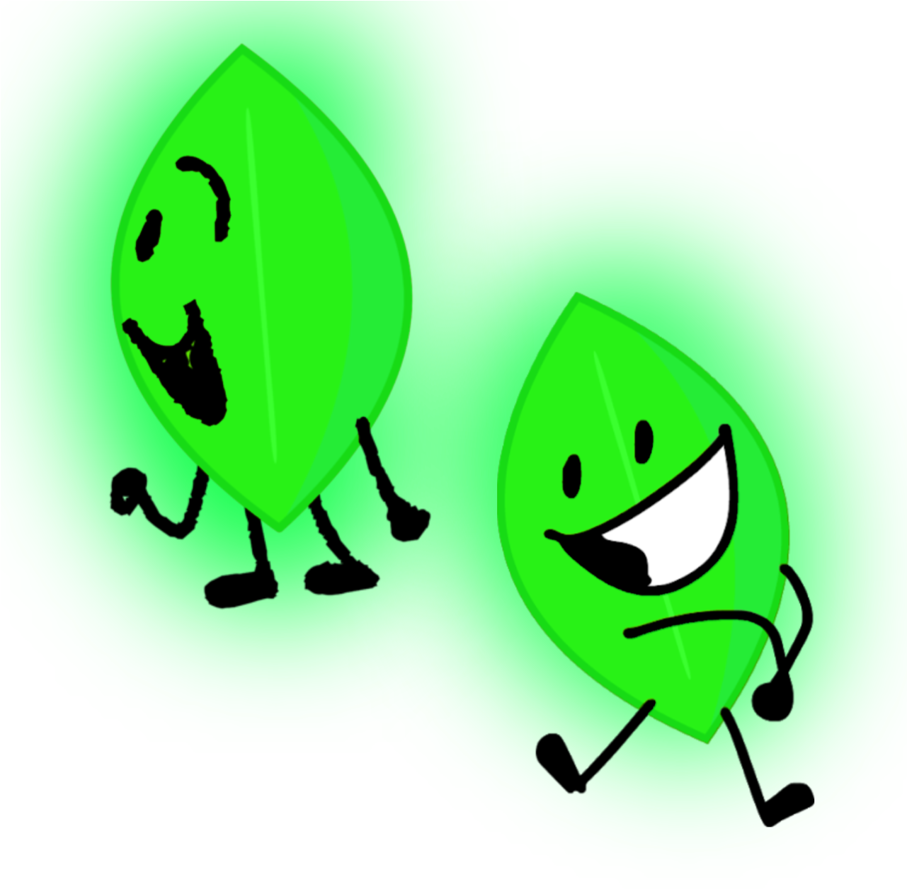 Animated Green Leaves Characters Dancing PNG