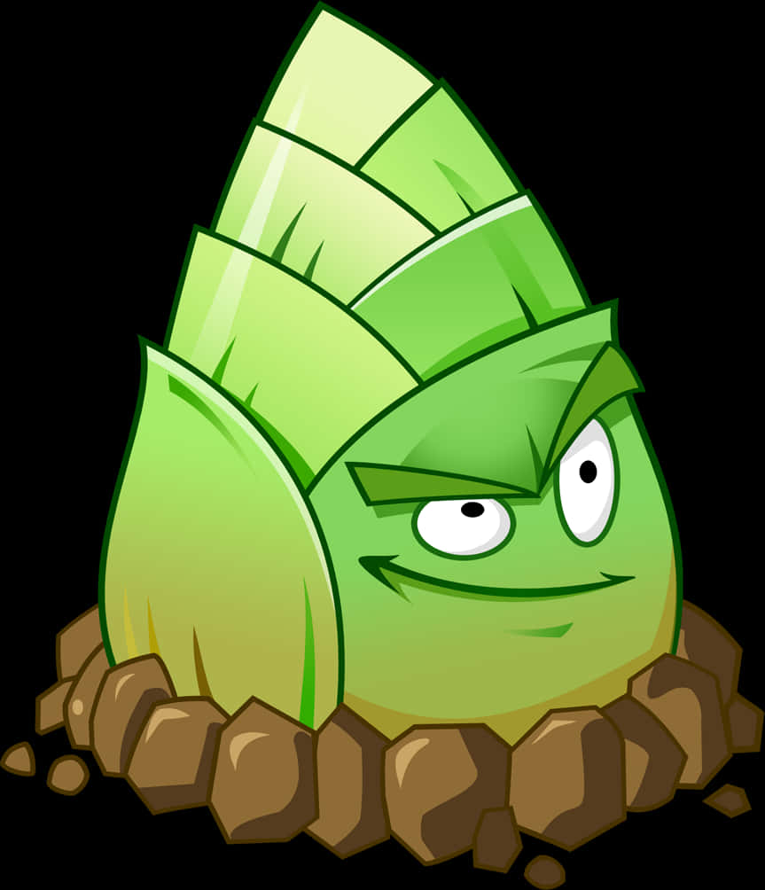 Animated Green Onion Character PNG