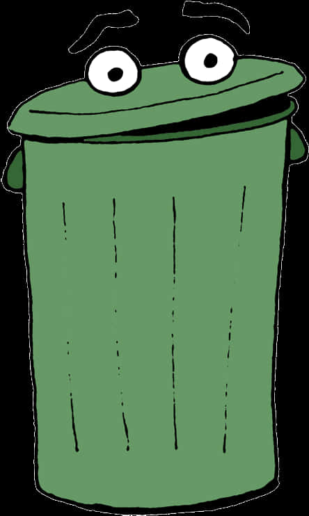 Animated Green Trash Can Character PNG
