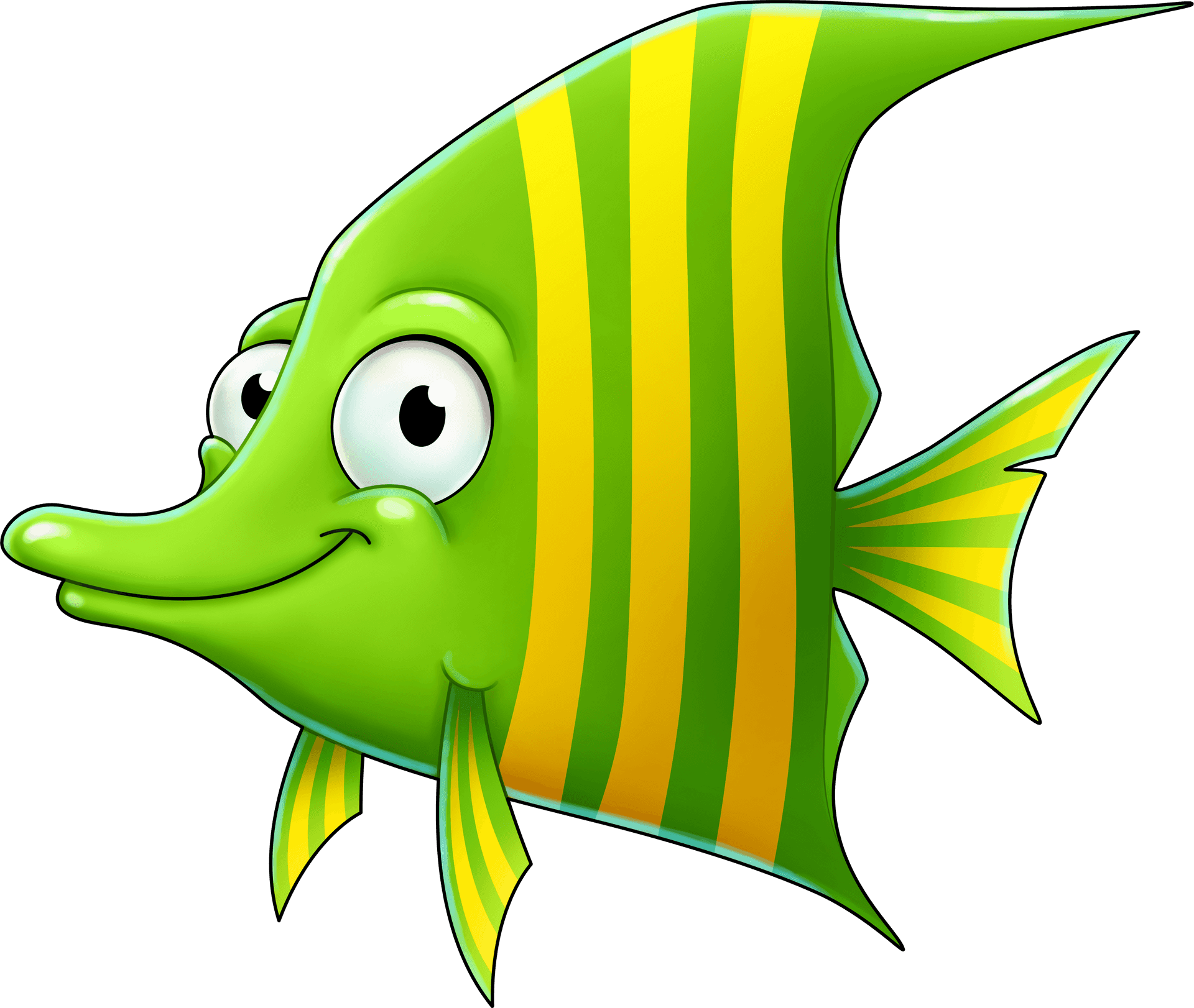 Animated Greenand Yellow Fish PNG