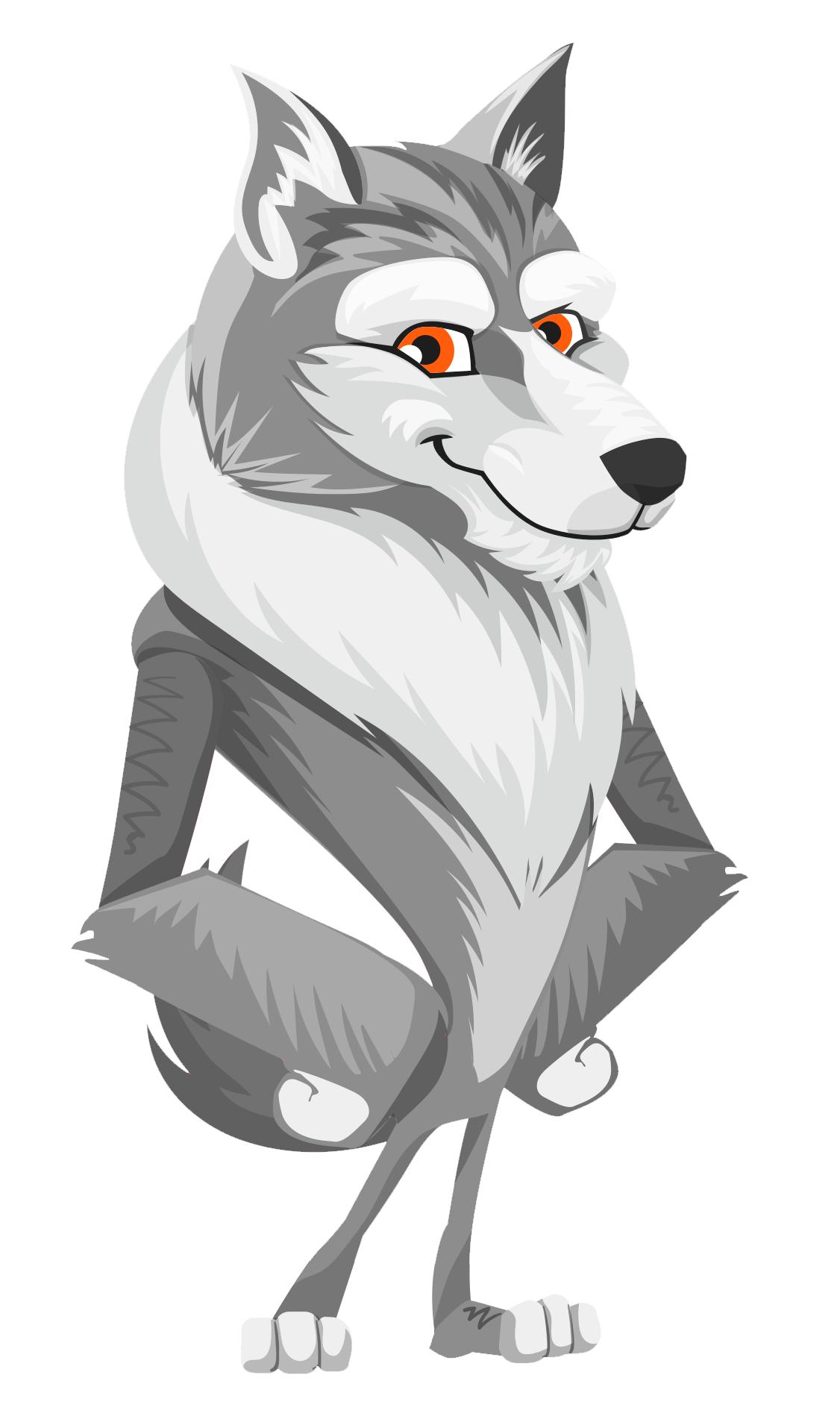 Animated Grey Wolf Character PNG