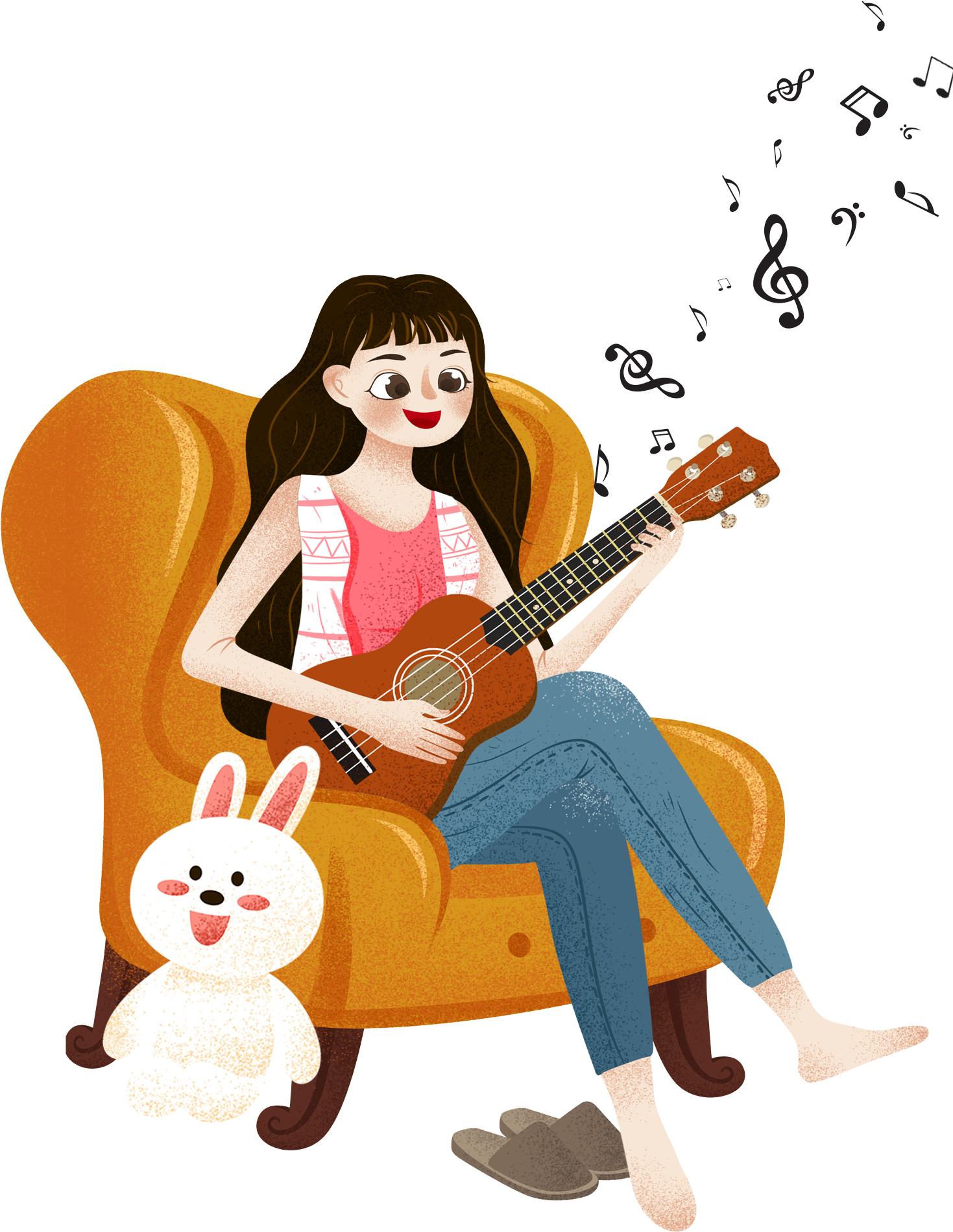 Animated Guitar Sessionwith Pet Bunny PNG