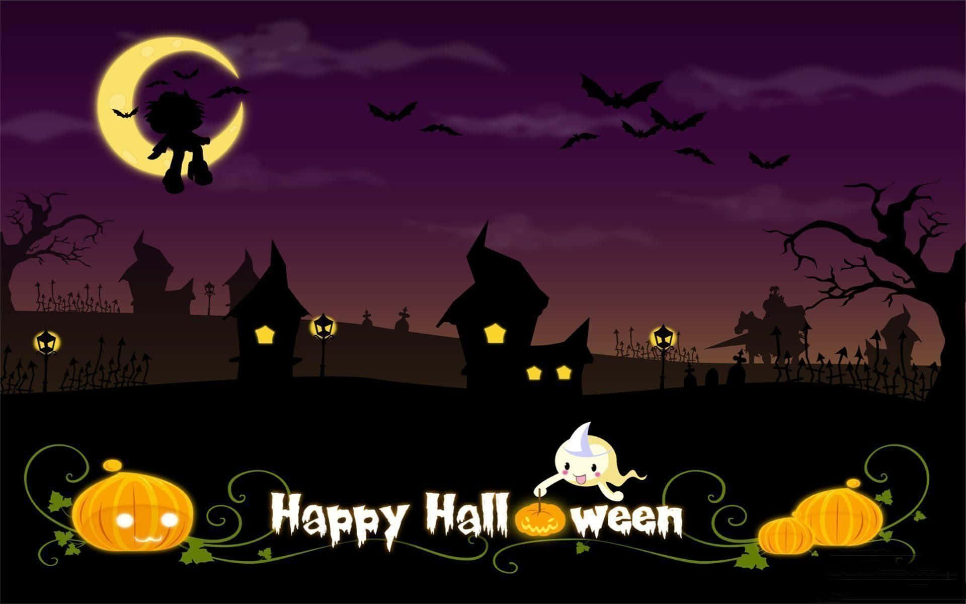 Creepy Animated Pumpkin Ghost For Halloween Wallpaper