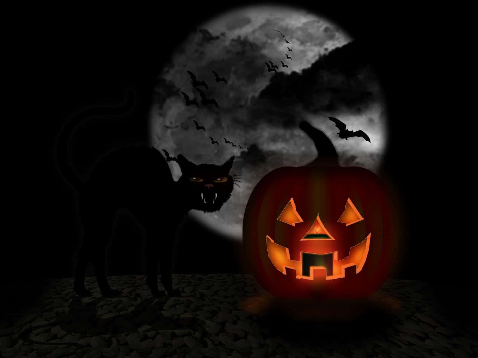 Sæt din Halloween stemning rigtig med denne skræmmende animerede baggrund! Wallpaper