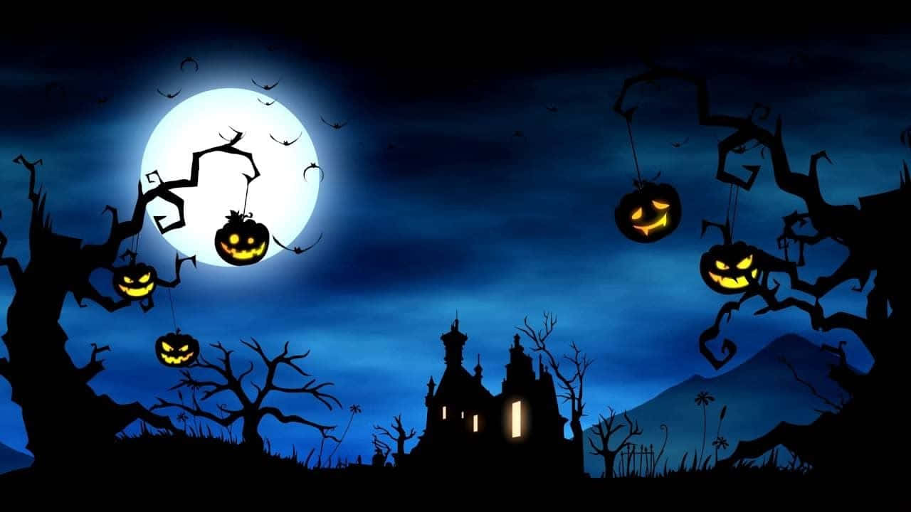 Get ready for the spooky season with this animated Halloween scene! Wallpaper