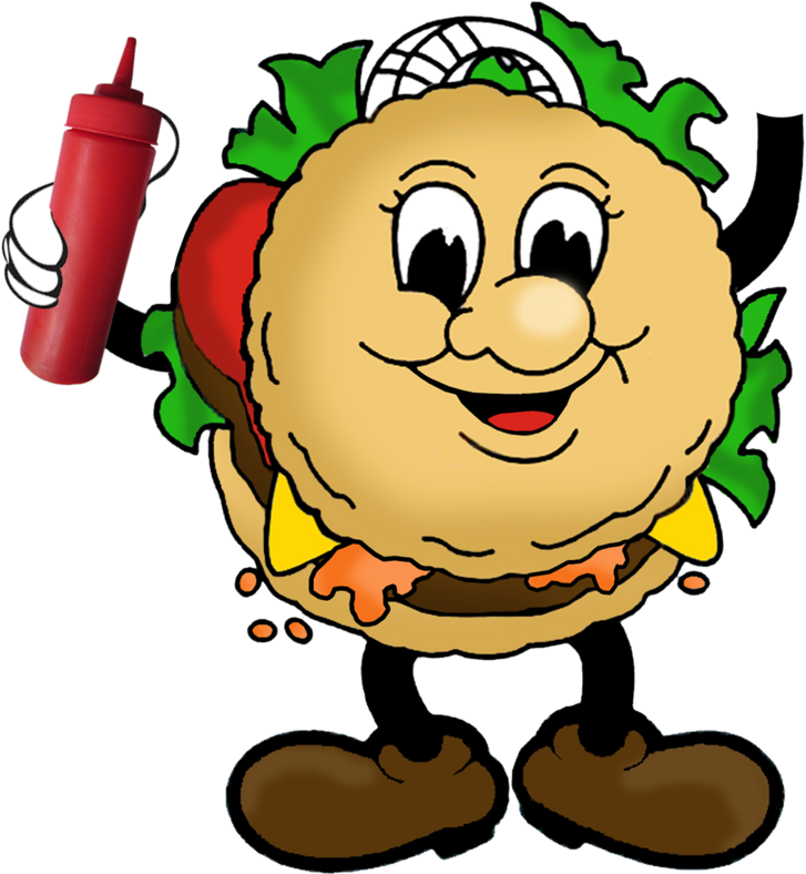 Animated Hamburger Character_ Holding Ketchup Bottle PNG