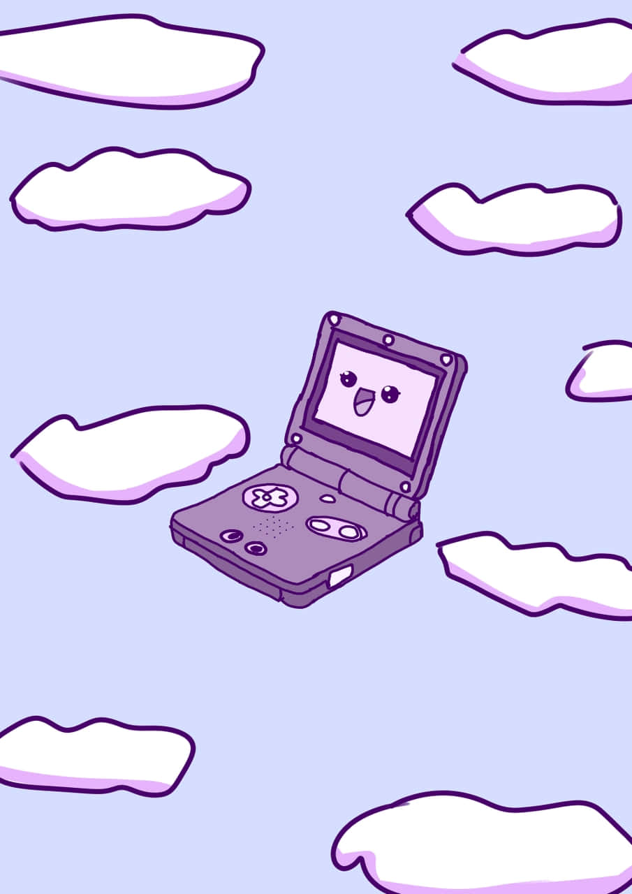 Animated Handheld Console Among Clouds Wallpaper