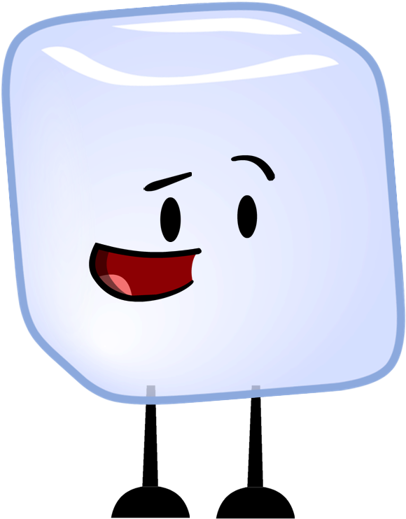 Animated Happy Ice Cube Character PNG