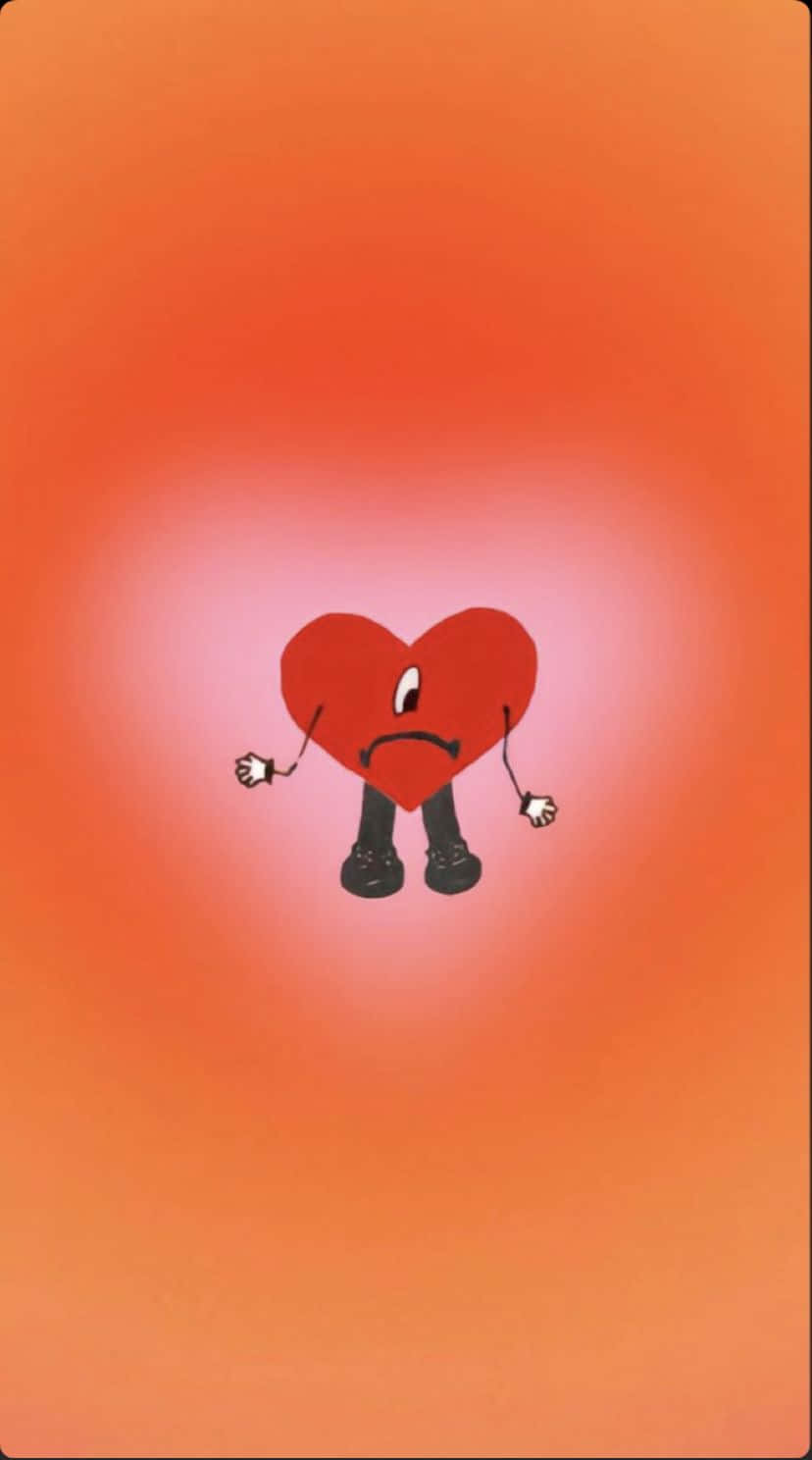 Animated Heart Characteron Red Background Wallpaper
