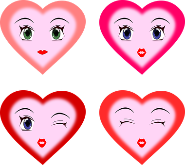 Animated Hearts With Faces PNG