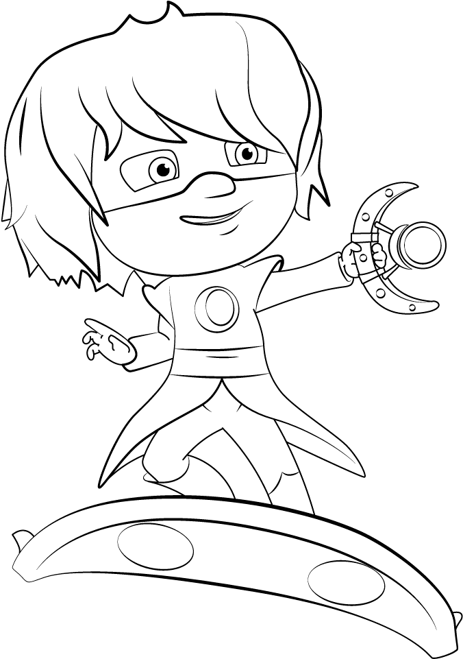 Animated Hero Boy Coloring Page PNG