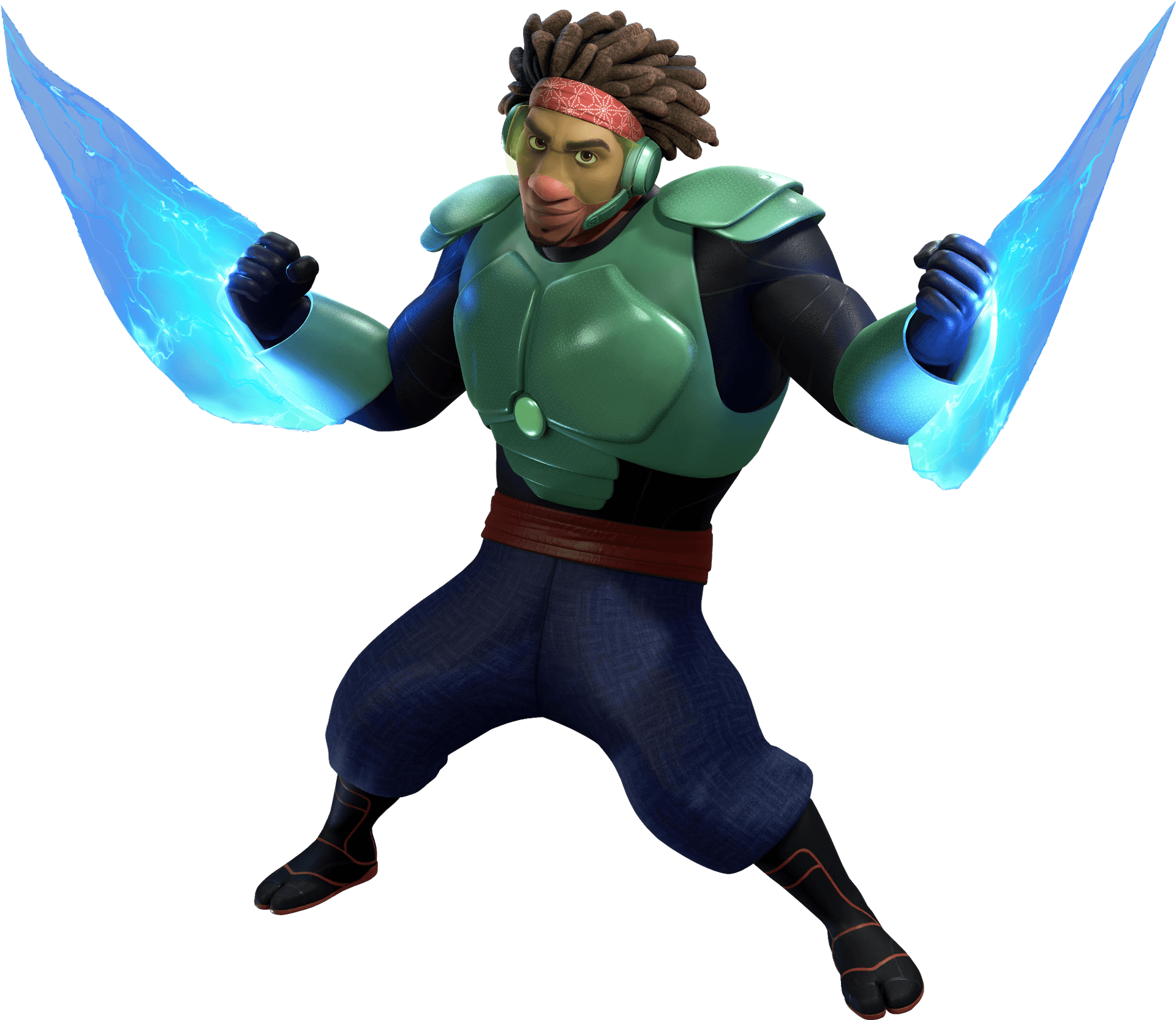 Animated Hero With Energy Blades PNG