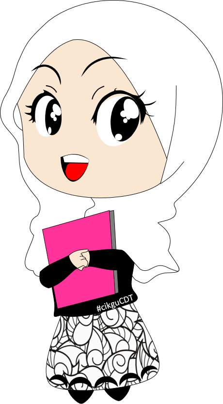 Animated Hijab Character Holding Book PNG