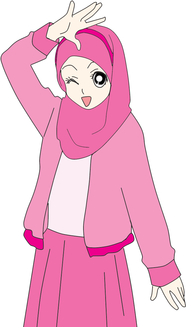 Animated Hijab Girl Posing PNG