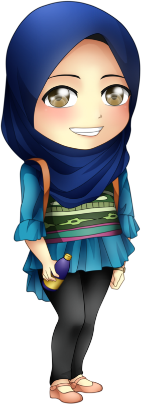 Animated Hijab Girl Smiling PNG