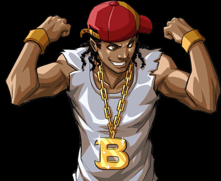 Animated Hip Hop Character Flexing Muscles PNG