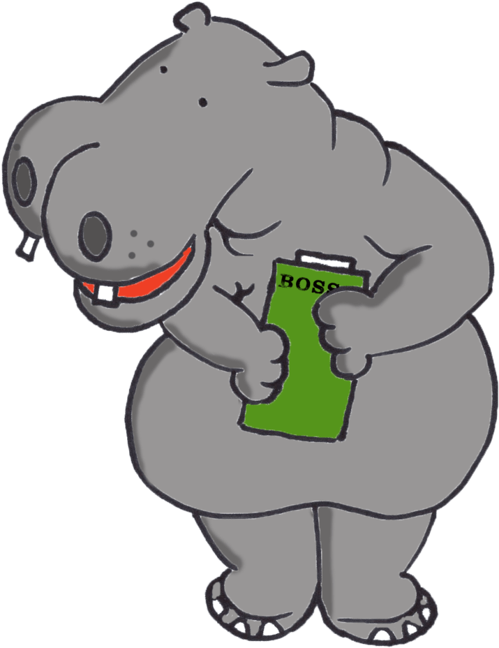 Animated Hippo Holding Book PNG