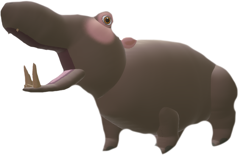 Animated Hippopotamus Character PNG