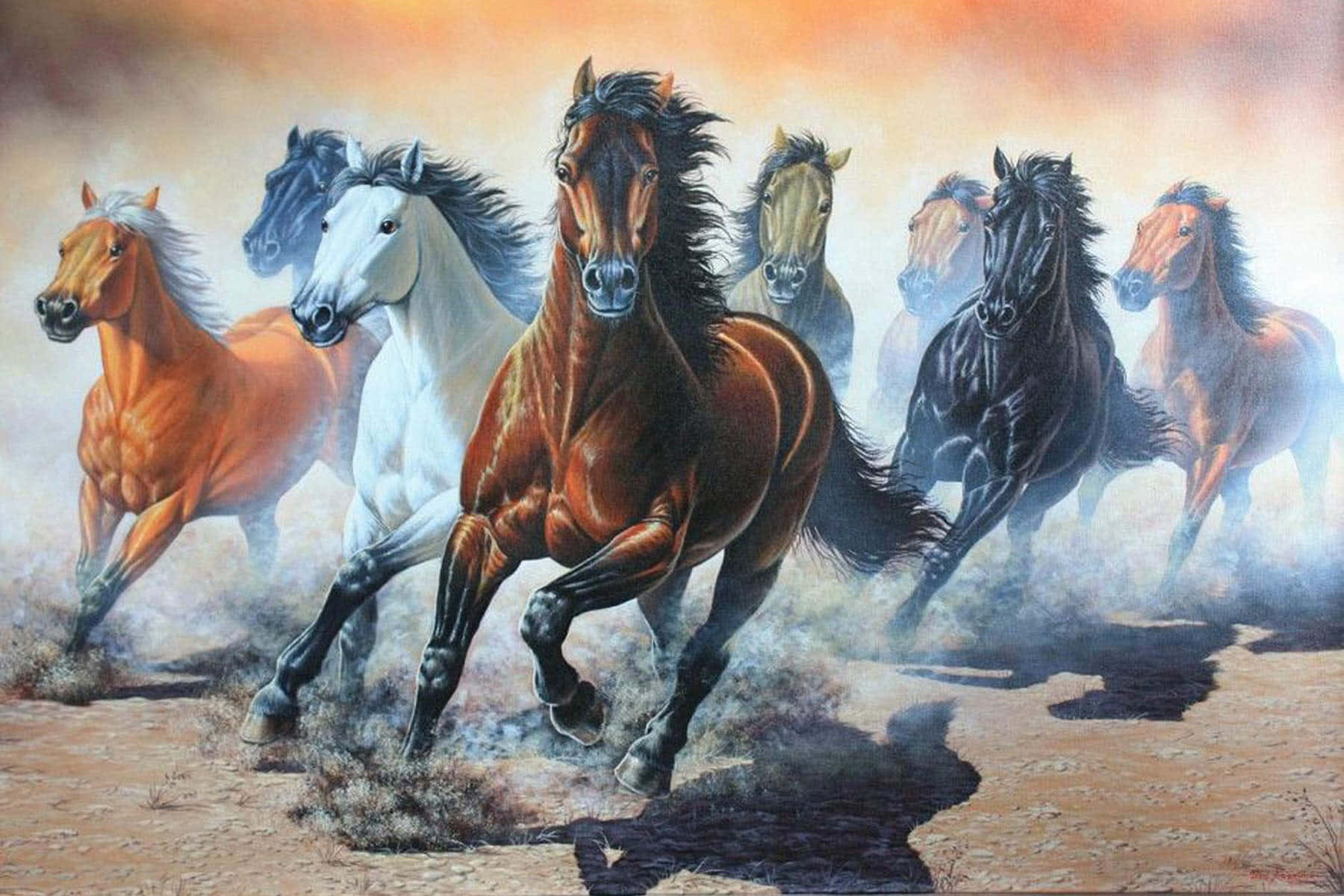 Animated Horses Having A Fun Run Wallpaper