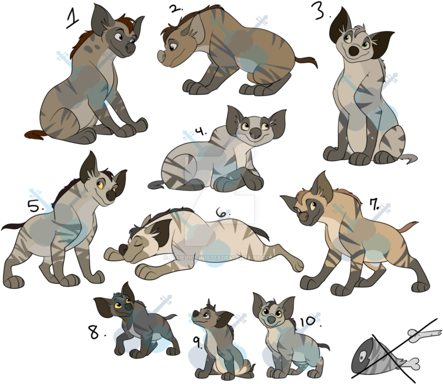 Animated Hyena Character Expressionsand Poses PNG