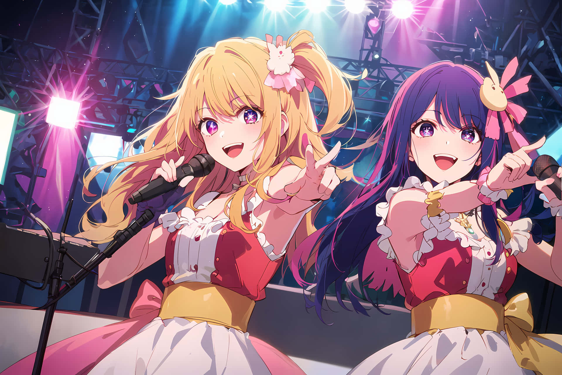 Animated Idol Duo Concert Performance Wallpaper