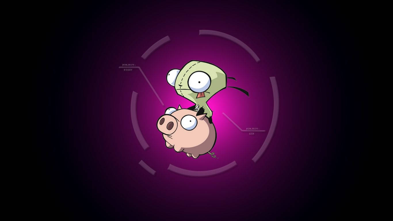 Animated Invader Zim With Pig Background