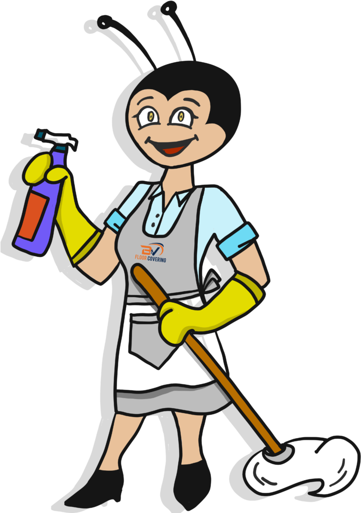 Animated Janitor Bee Cleaning Illustration PNG