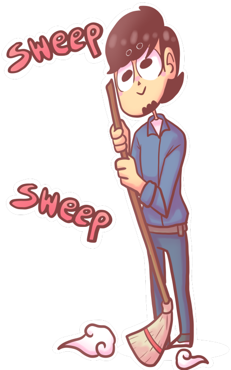 Animated Janitor Sweeping Floor PNG