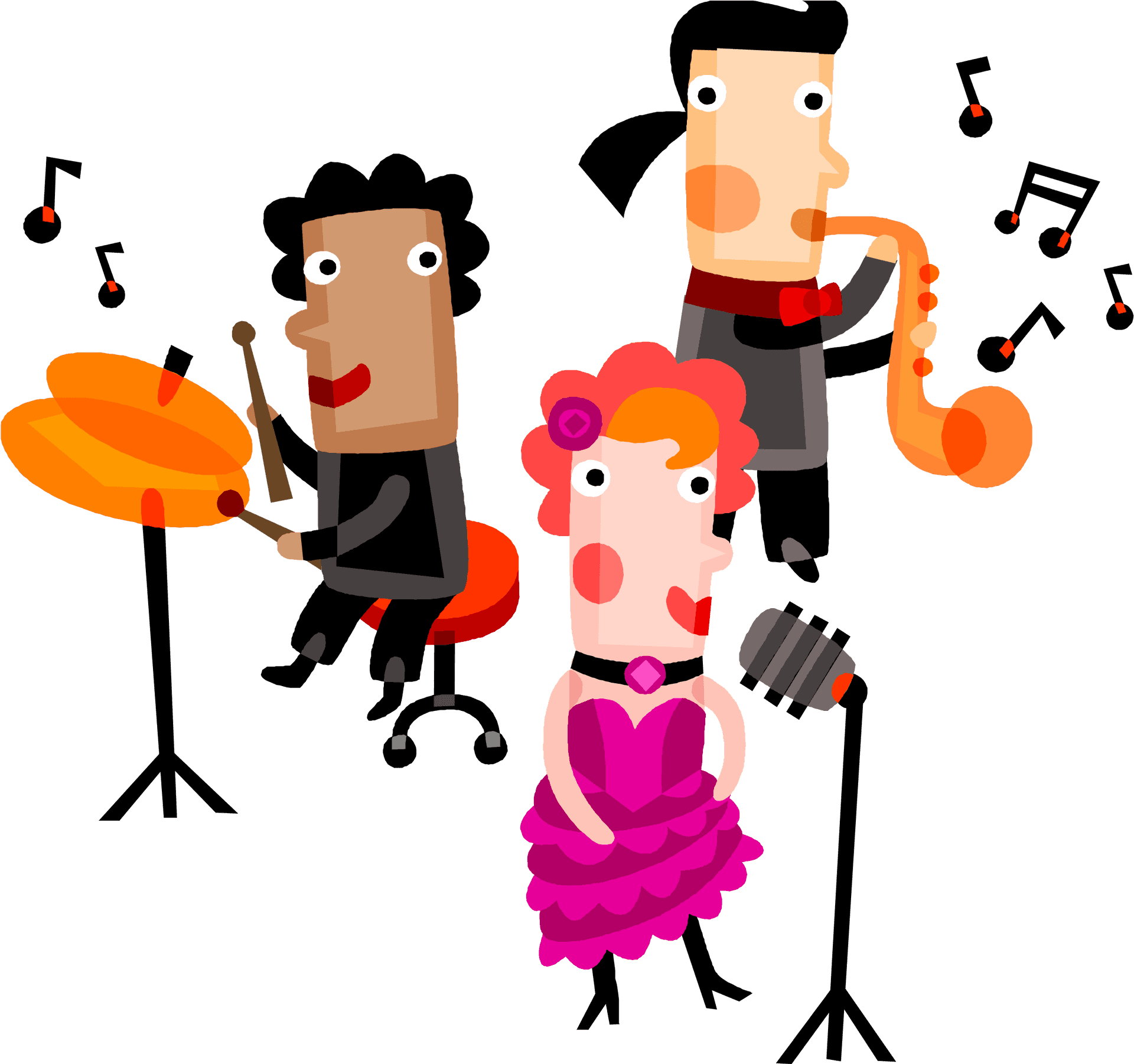 Animated Jazz Trio Performance PNG