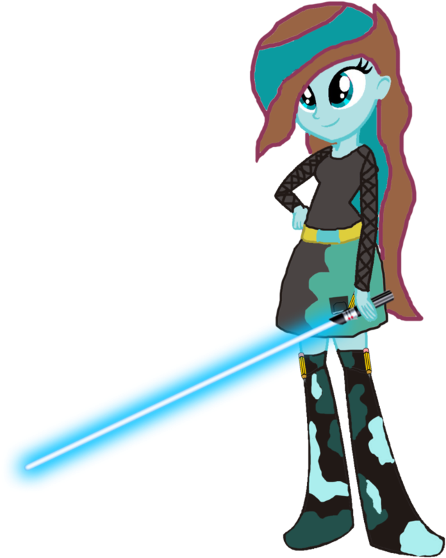 Animated Jedi Ponywith Blue Lightsaber PNG