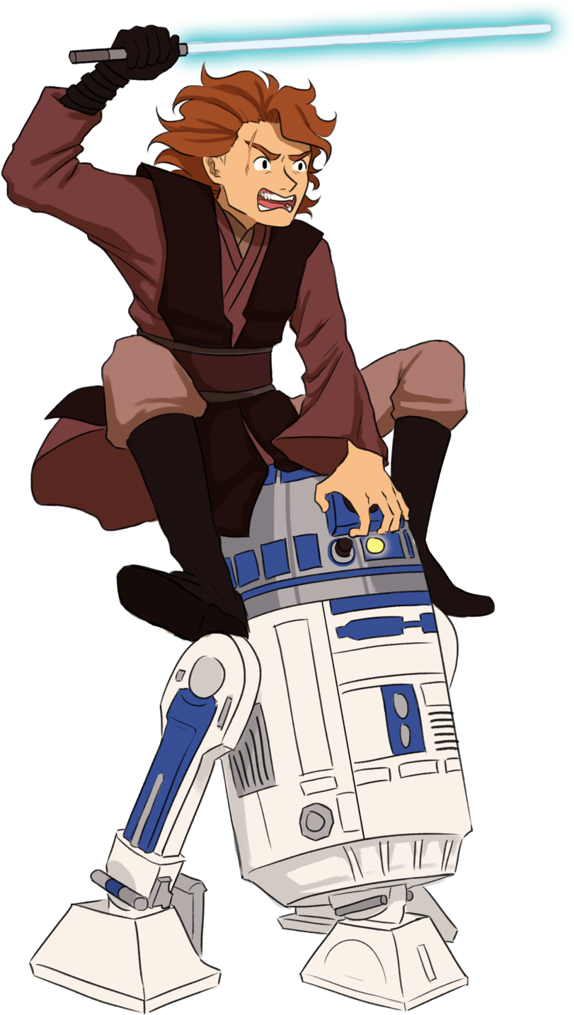 Animated Jediand R2 D2 Action Pose PNG