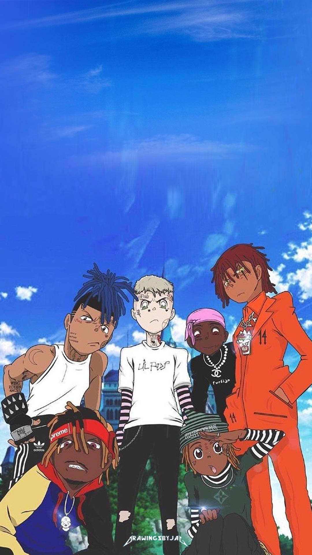 Animated Juice Wrld With Friends Wallpaper