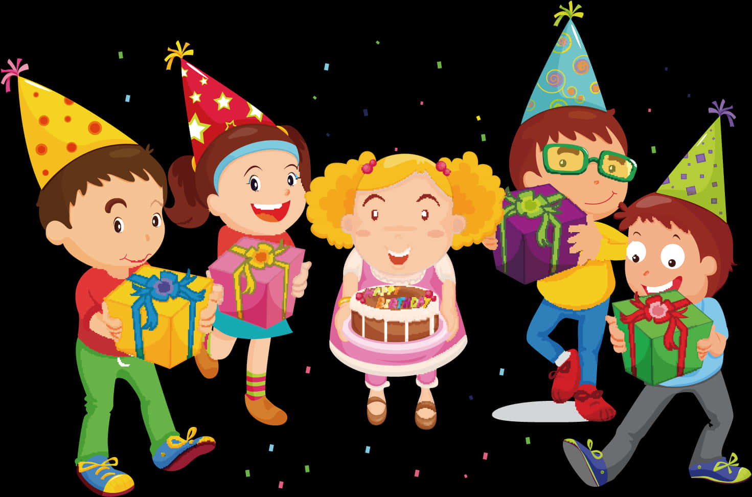 Animated Kids Birthday Celebration PNG