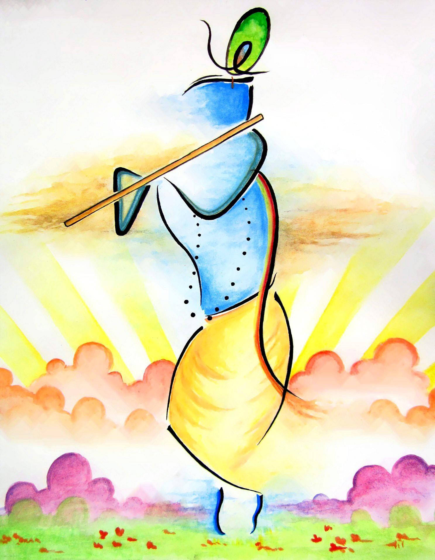 Fundode Tela Animado De Krishna Abstrato. Papel de Parede