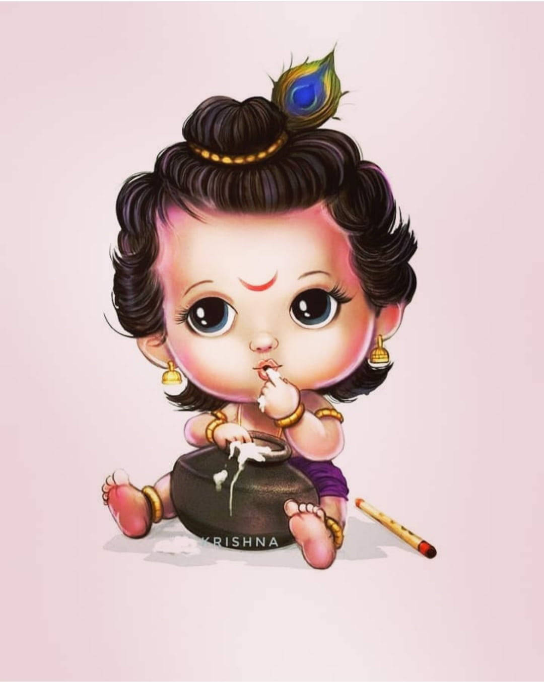Download Animated Krishna Cute Baby Wallpaper 