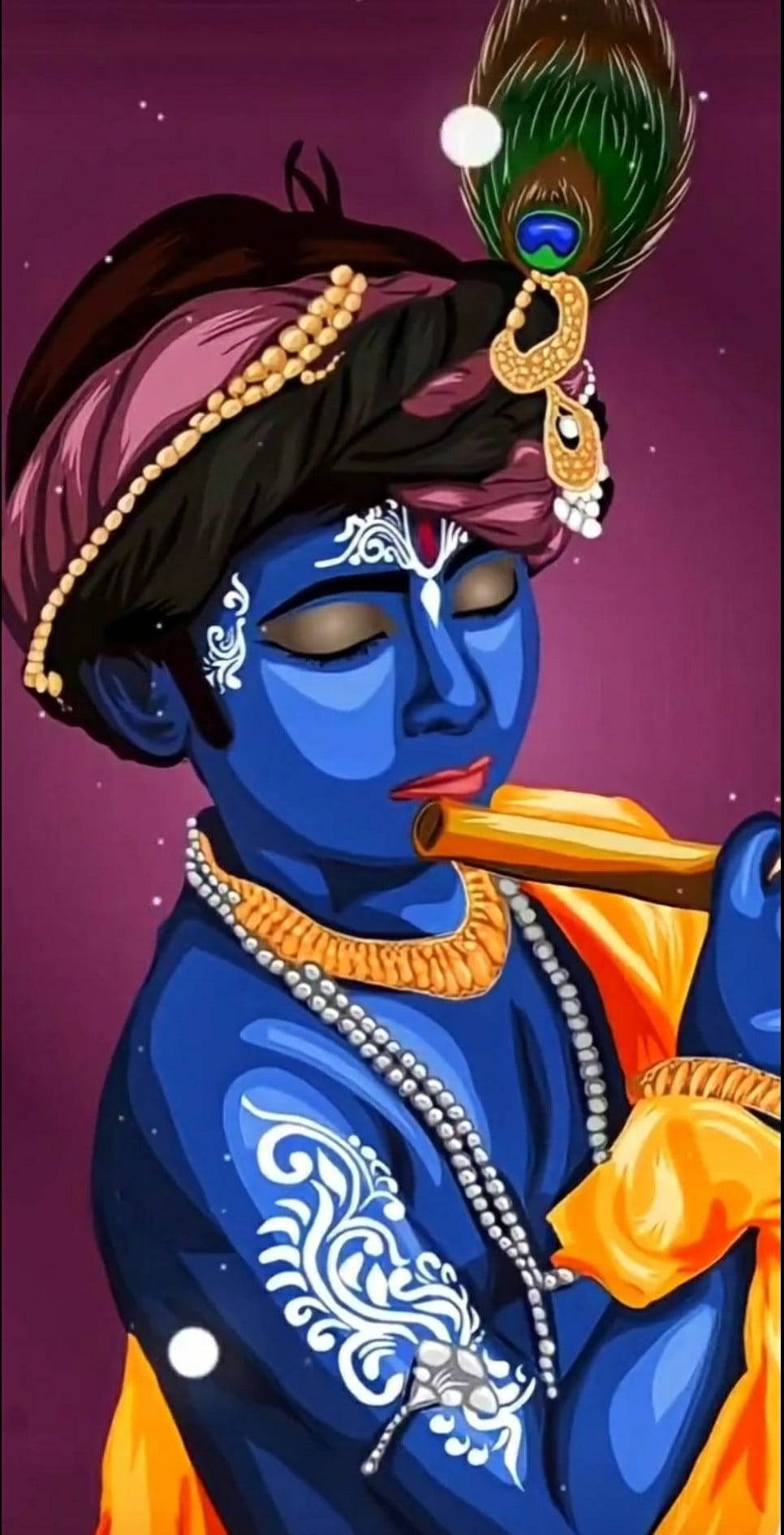 Animated Krishna Dark Blue Body Wallpaper
