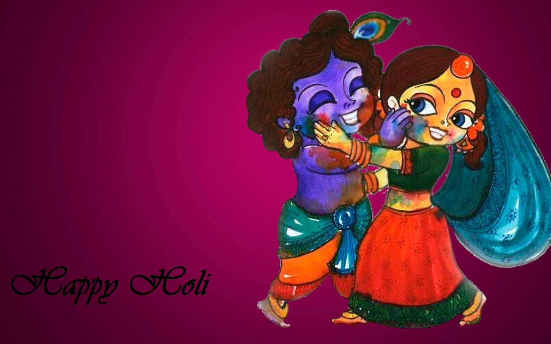 Computeroder Handy-hintergrund: Animierter Krishna Happy Wallpaper