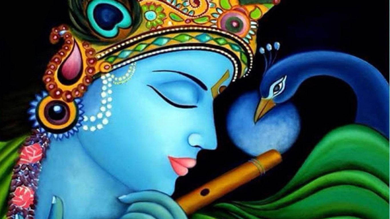 Download Animated Krishna Peacock Wallpaper 