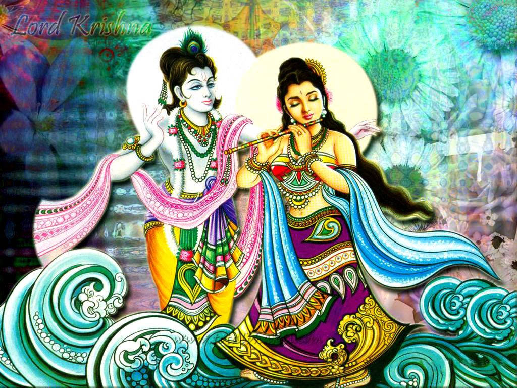 Animated Krishna Rides The Waves Wallpaper