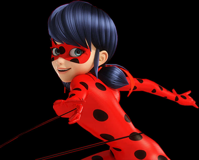 Animated Ladybug Heroine Action Pose PNG