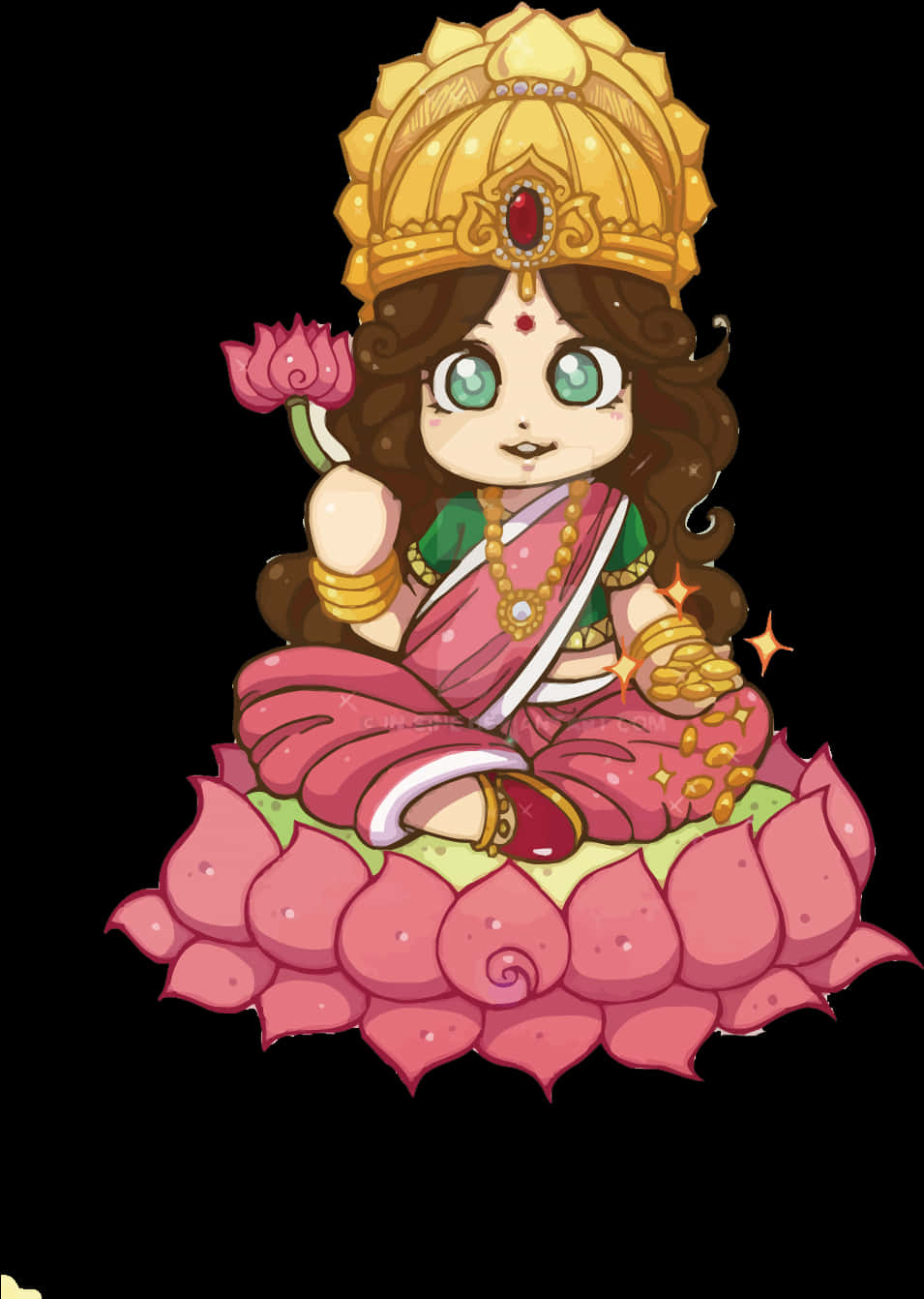 Animated Lakshmion Lotus PNG