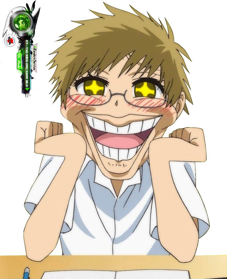 Animated Laughing Boy Resting Chinon Hands PNG