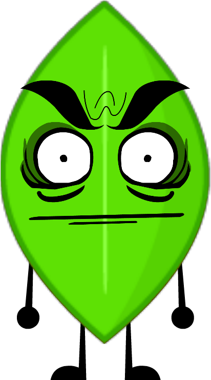 Animated Leaf Character Frowning PNG