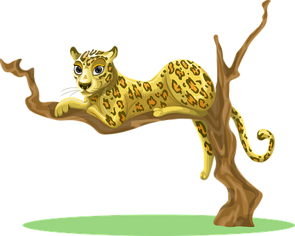 Animated Leopard On Tree Branch PNG
