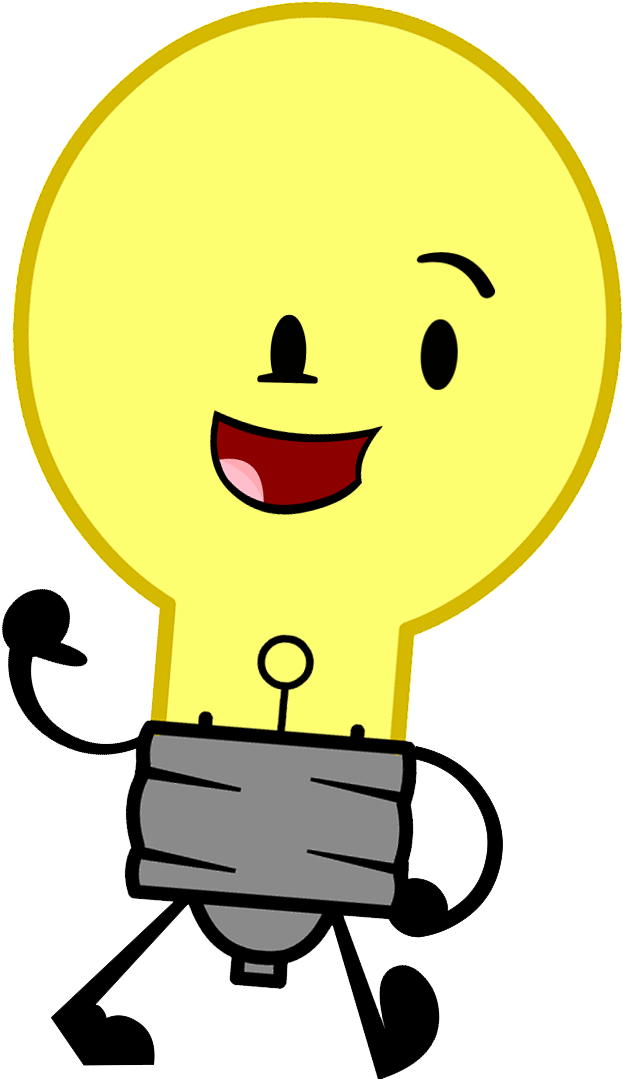 Animated Lightbulb Character Smiling PNG