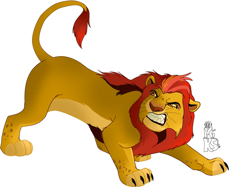 Animated Lion Character Prowling PNG