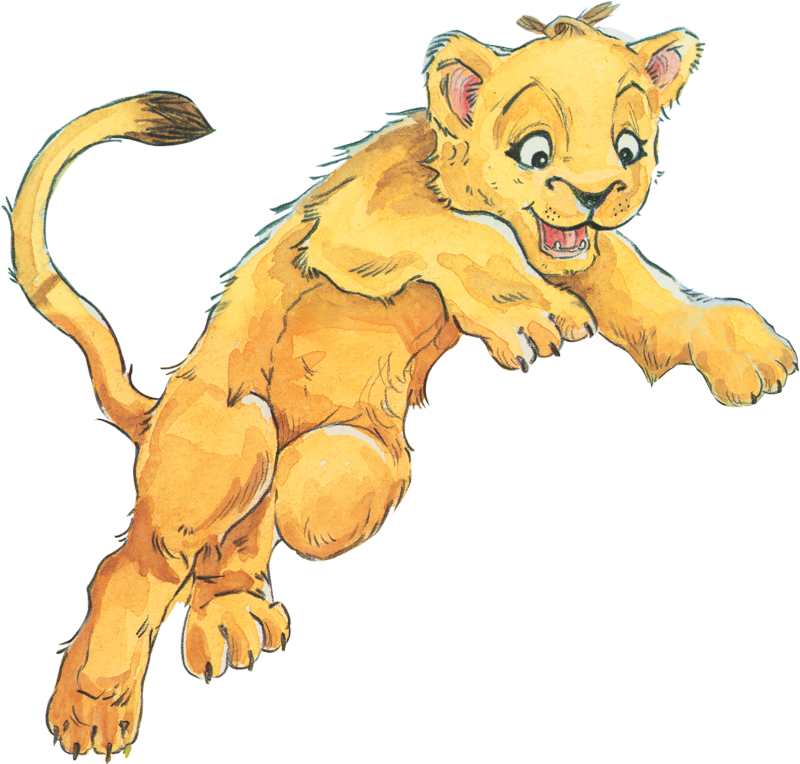 Animated Lion Cub Illustration PNG