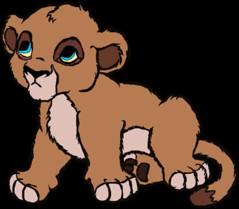 Animated Lion Cub Illustration PNG