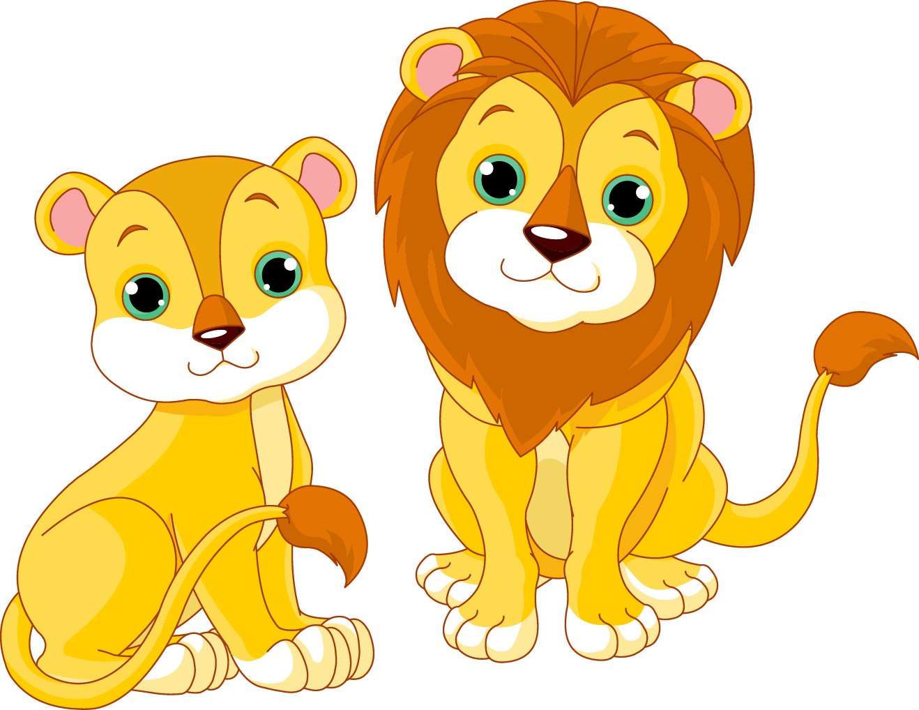 Animated Lionand Lioness Friends PNG